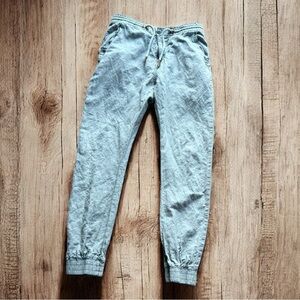 Project & Co LTD Raw Pants Linen Blend Mens Zip Closure Drawstring Jogger Size M